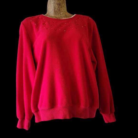 Alfred Dunner Womens Red Pullover Sweater PM Embroidered & Rhinestone Accents - Picture 1 of 13